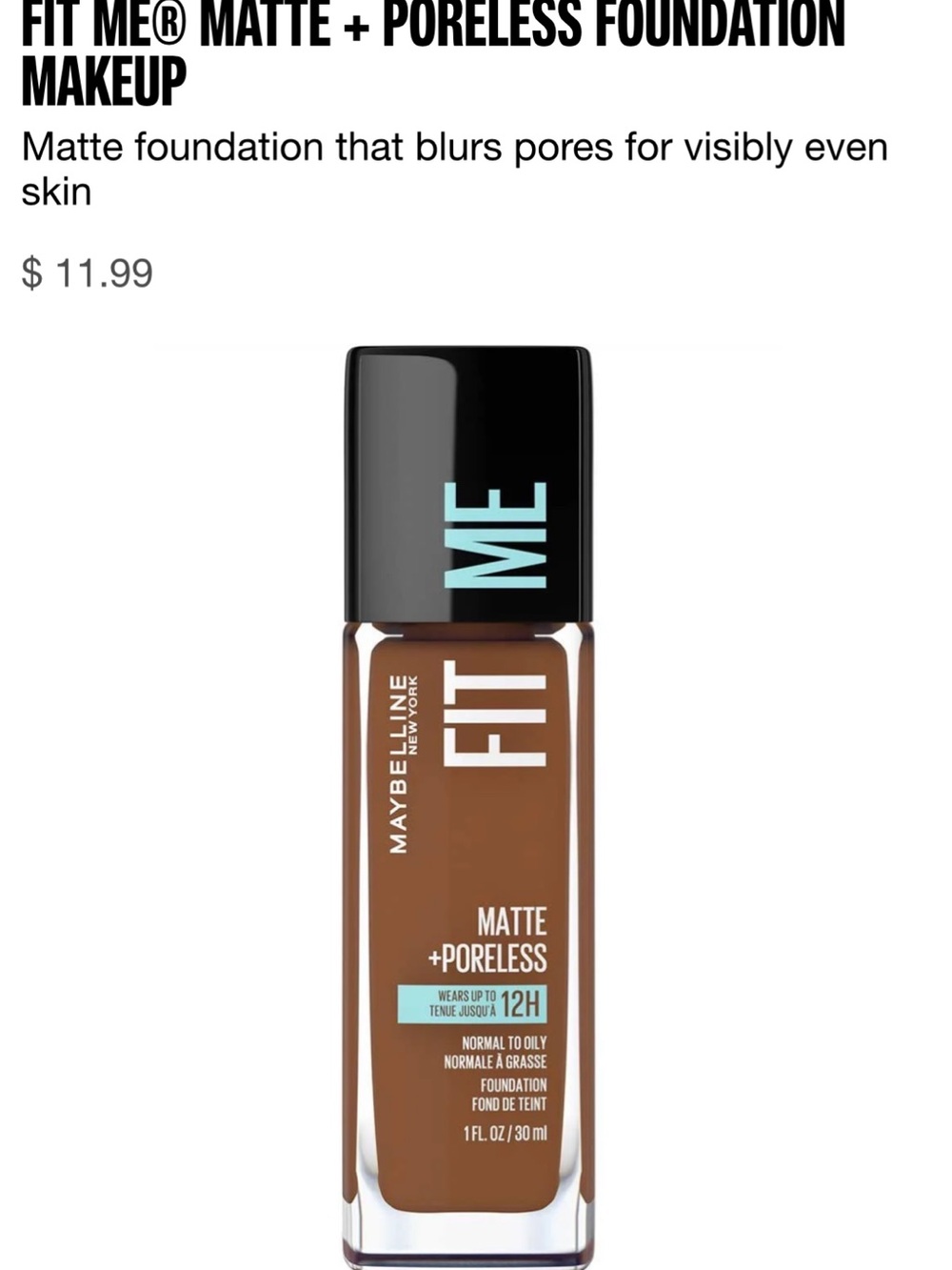 Maybelline Fit Me foundation #368 - NEW! $7 each